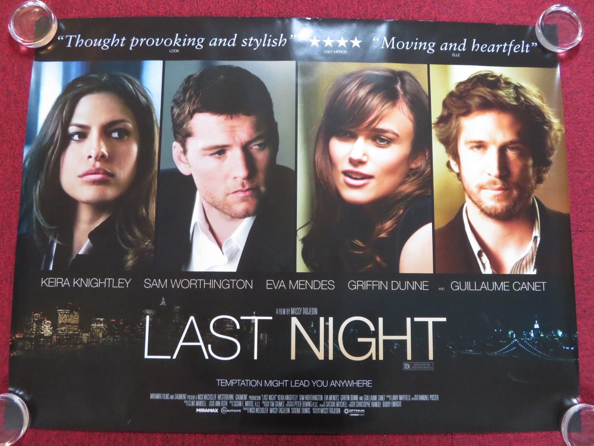 LAST NIGHT UK QUAD (30"x 40") ROLLED POSTER KEIRA KNIGHTLEY SAM WORTHINGTON 2010 Rendezvous Cinema Movie posters
