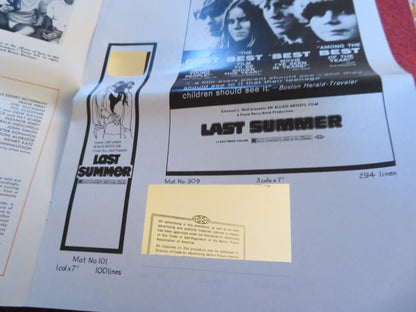LAST SUMMER - PRESSBOOK CUT ALLIED ARTISTS BARBARA HERSHEY RICHARD THOMAS 1969 Rendezvous Cinema Movie posters