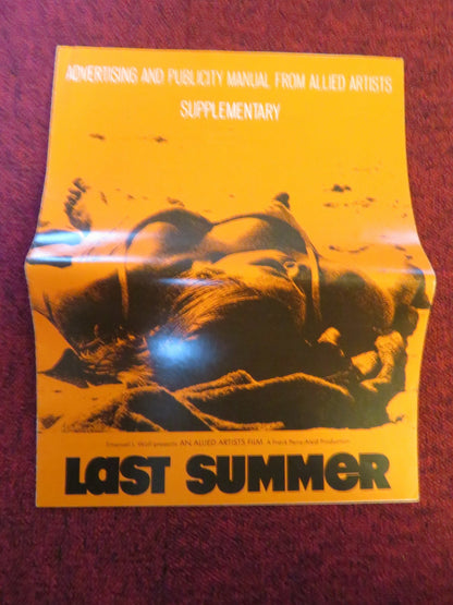 LAST SUMMER - PRESSBOOK CUT ALLIED ARTISTS BARBARA HERSHEY RICHARD THOMAS 1969 Rendezvous Cinema Movie posters