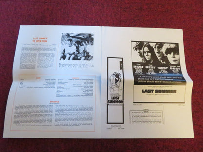 LAST SUMMER - PRESSBOOK CUT ALLIED ARTISTS BARBARA HERSHEY RICHARD THOMAS 1969 Rendezvous Cinema Movie posters