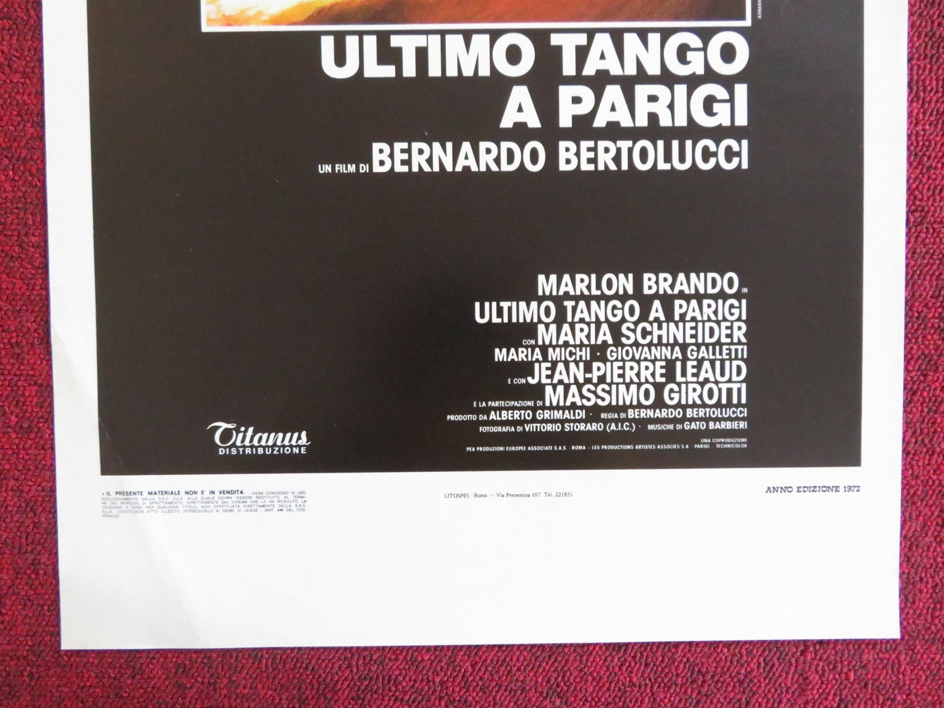 LAST TANGO IN PARIS - B ITALIAN LOCANDINA POSTER MARLON BRANDO 1972 Rendezvous Cinema Movie posters