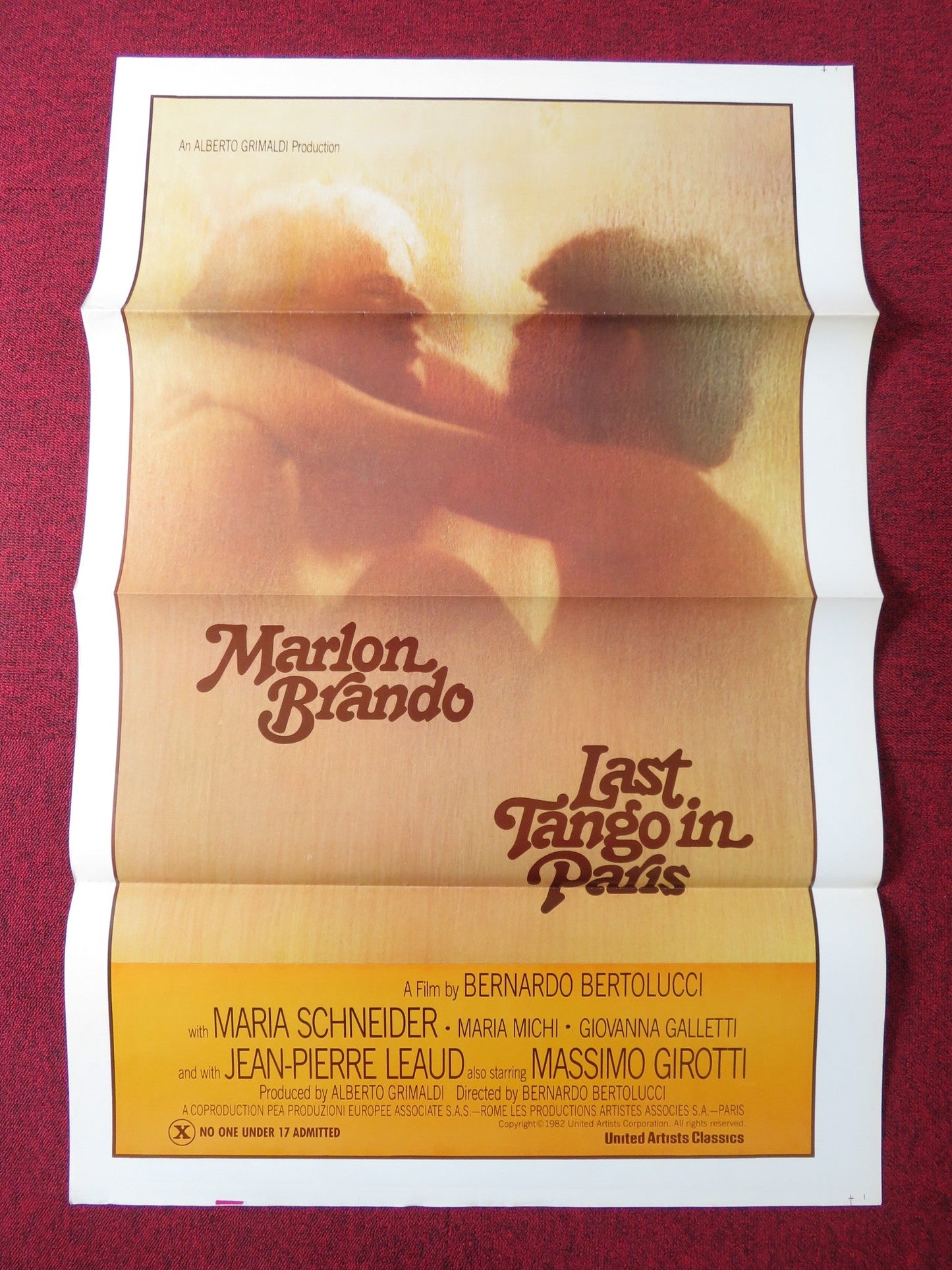 LAST TANGO IN PARIS US TRI FOLDED ONE SHEET ROLLED POSTER MARLON BRANDO R1982 Rendezvous Cinema Movie posters