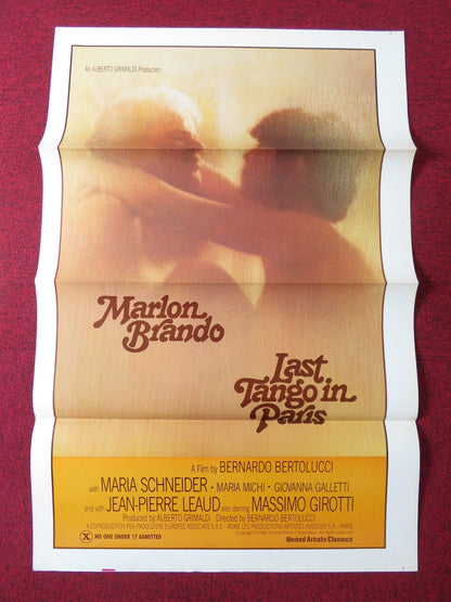 LAST TANGO IN PARIS US TRI FOLDED ONE SHEET ROLLED POSTER MARLON BRANDO R1982 Rendezvous Cinema Movie posters