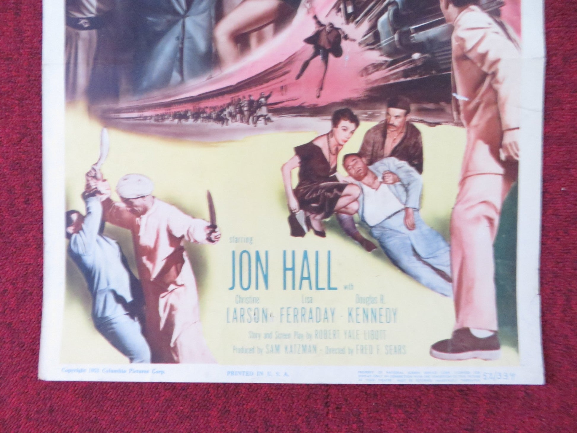LAST TRAIN FROM BOMBAY US INSERT (14"x 36") POSTER JON HALL LARSON 1952 Rendezvous Cinema Movie posters