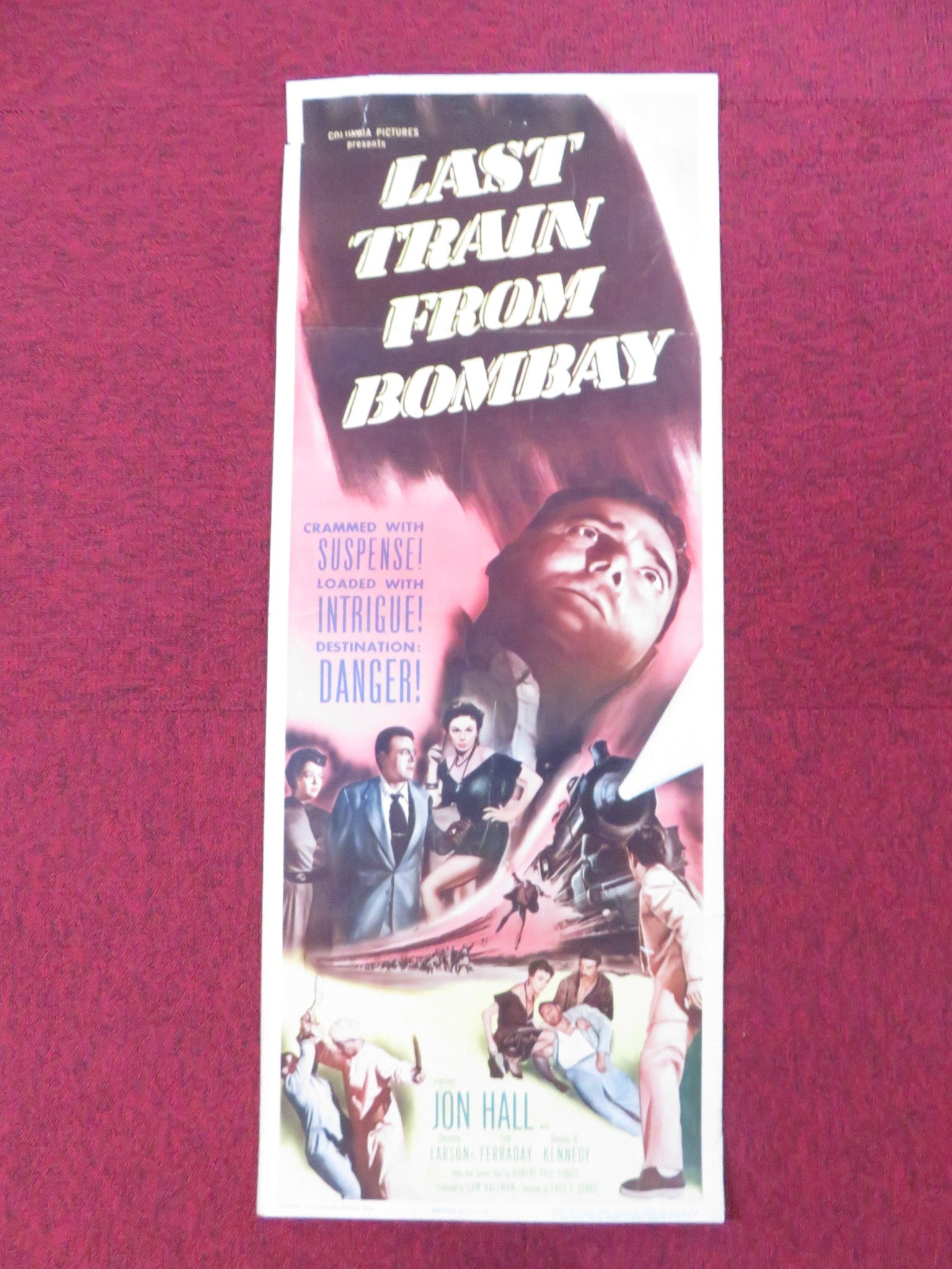 LAST TRAIN FROM BOMBAY US INSERT (14"x 36") POSTER JON HALL LARSON 1952 Rendezvous Cinema Movie posters