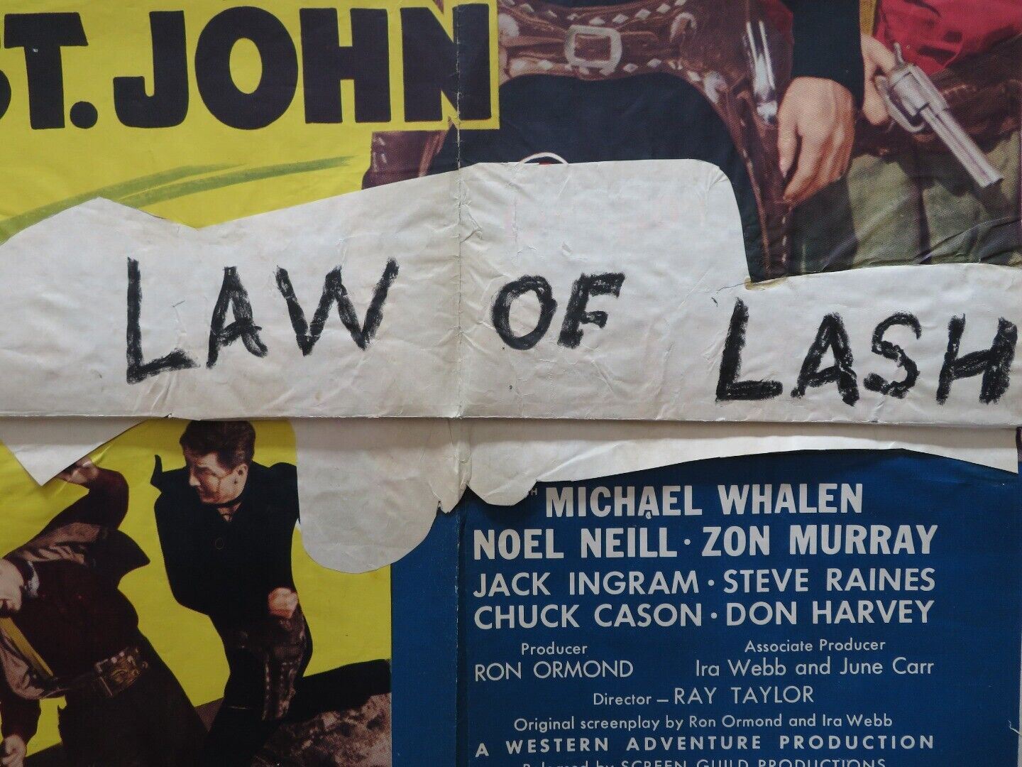 LAW OF THE LASH USA ONE SHEET FOLDED POSTER LASH LA RUE FUZZY ST. JOHN 1947 - Rendezvous Cinema