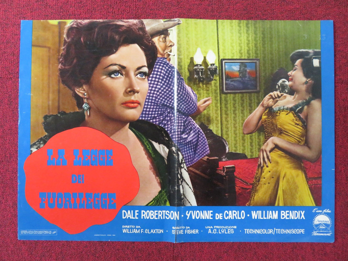 LAW OF THE LAWLESS - A ITALIAN FOTOBUSTA POSTER DALE ROBERTSON Y. DECARLO 1964 Rendezvous Cinema Movie posters