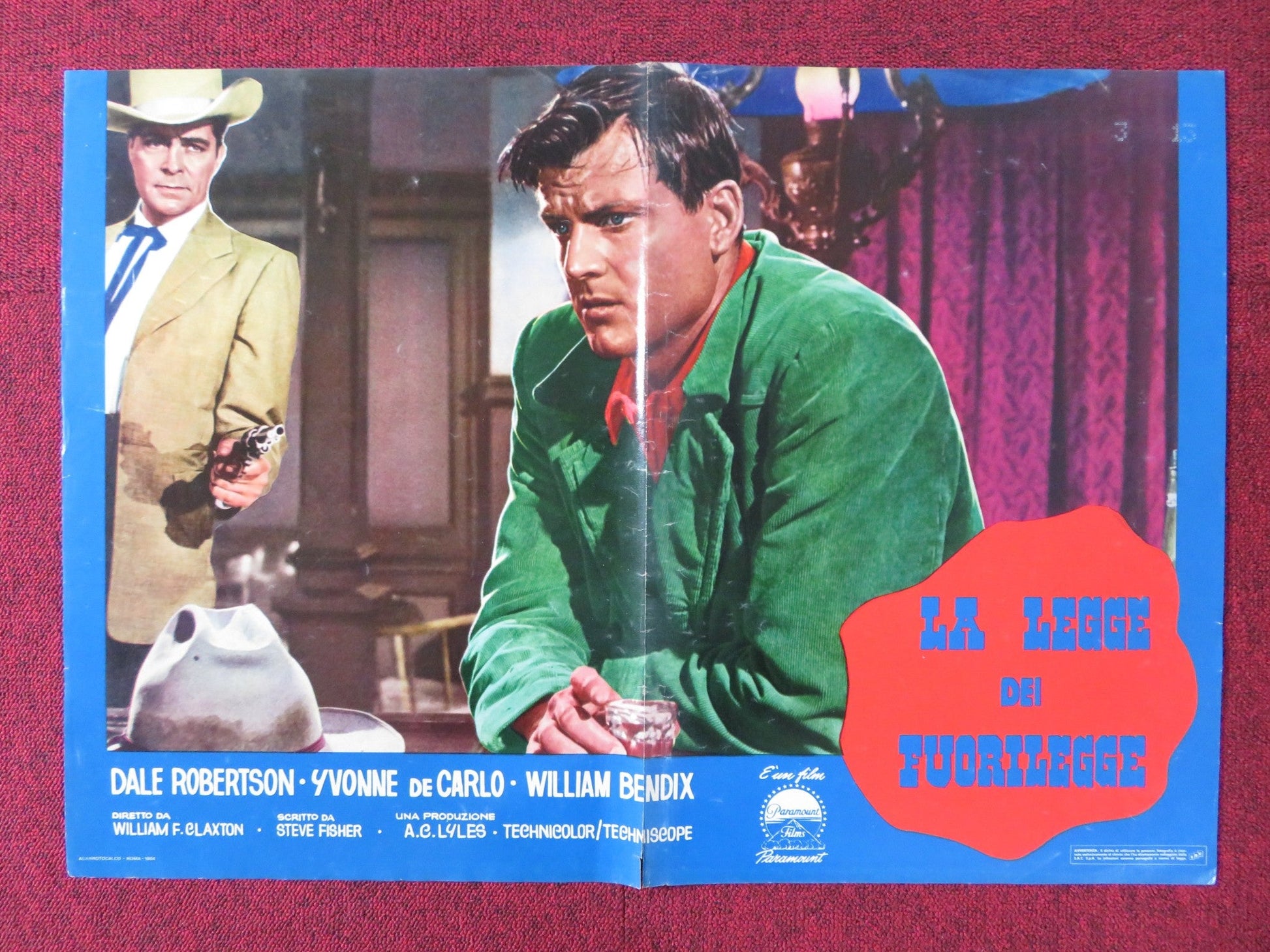 LAW OF THE LAWLESS - B ITALIAN FOTOBUSTA POSTER DALE ROBERTSON Y. DECARLO 1964 Rendezvous Cinema Movie posters