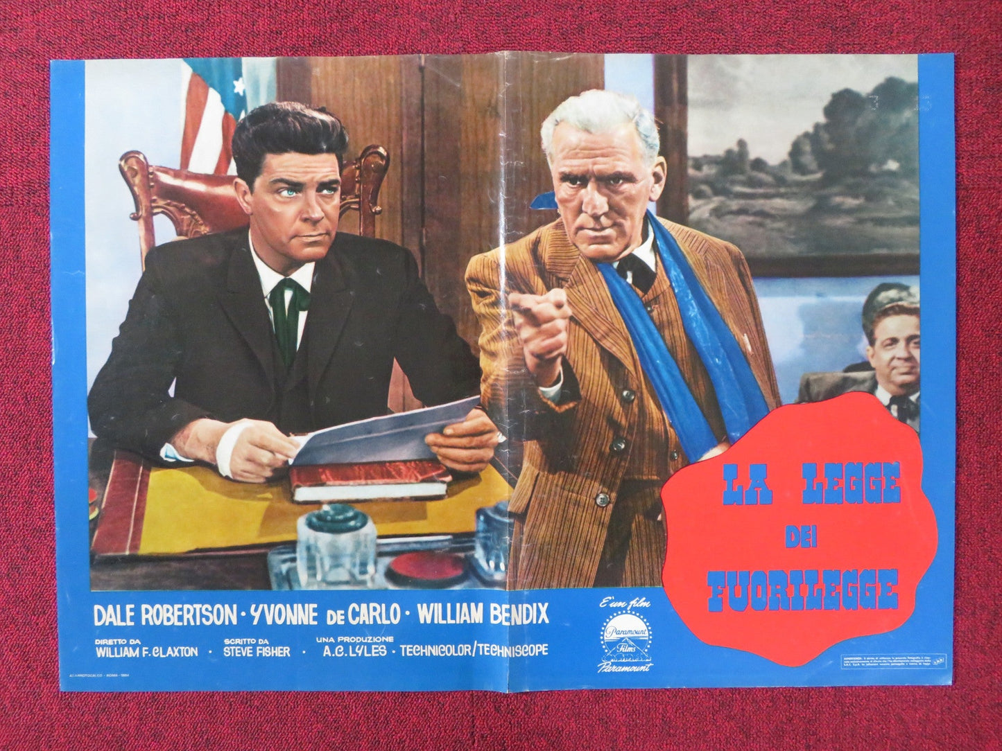 LAW OF THE LAWLESS - C ITALIAN FOTOBUSTA POSTER DALE ROBERTSON Y. DECARLO 1964 Rendezvous Cinema Movie posters