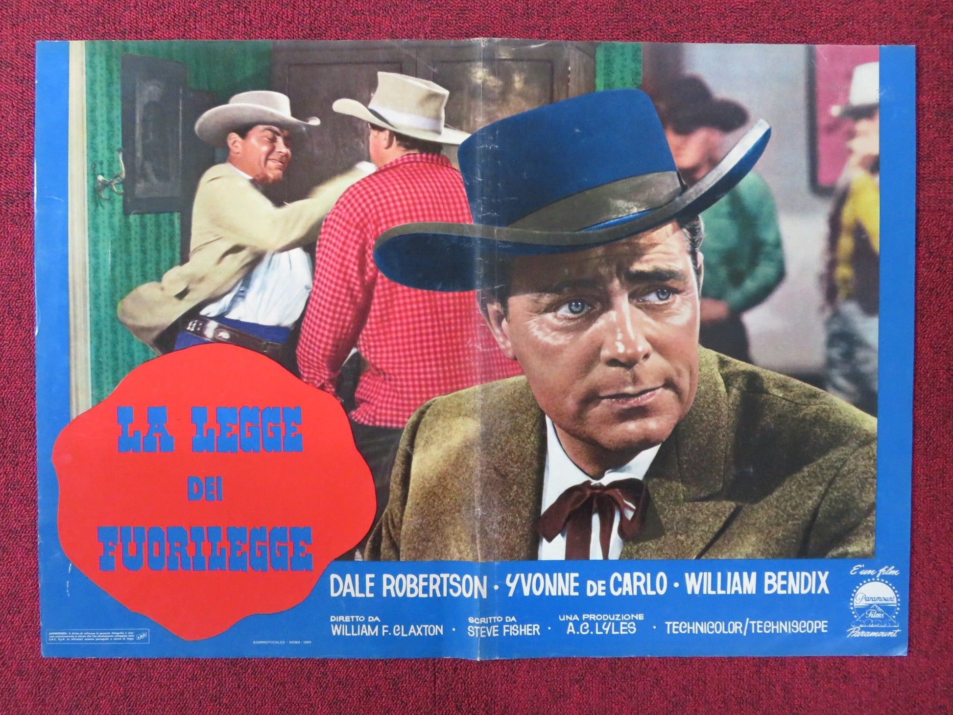 LAW OF THE LAWLESS - D ITALIAN FOTOBUSTA POSTER DALE ROBERTSON Y. DECARLO 1964 Rendezvous Cinema Movie posters