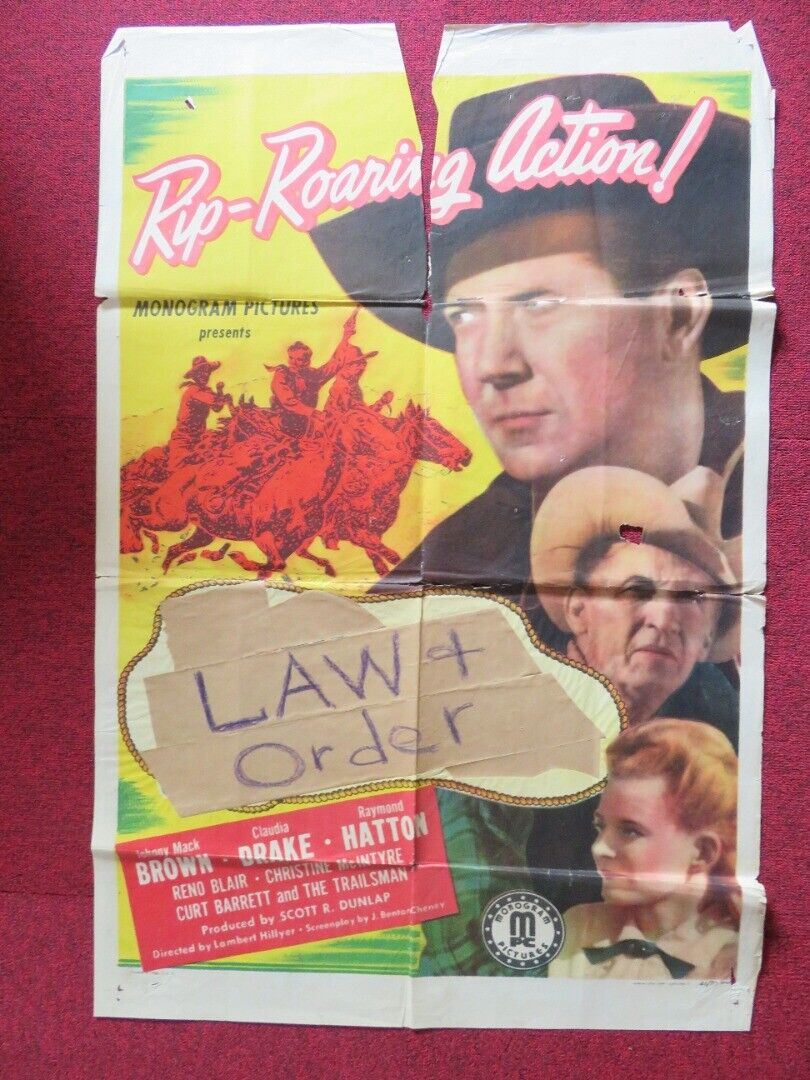 LAW & ORDER FOLDED US ONE SHEET POSTER JOHNNY MACK BROWN 1946 Movie posters