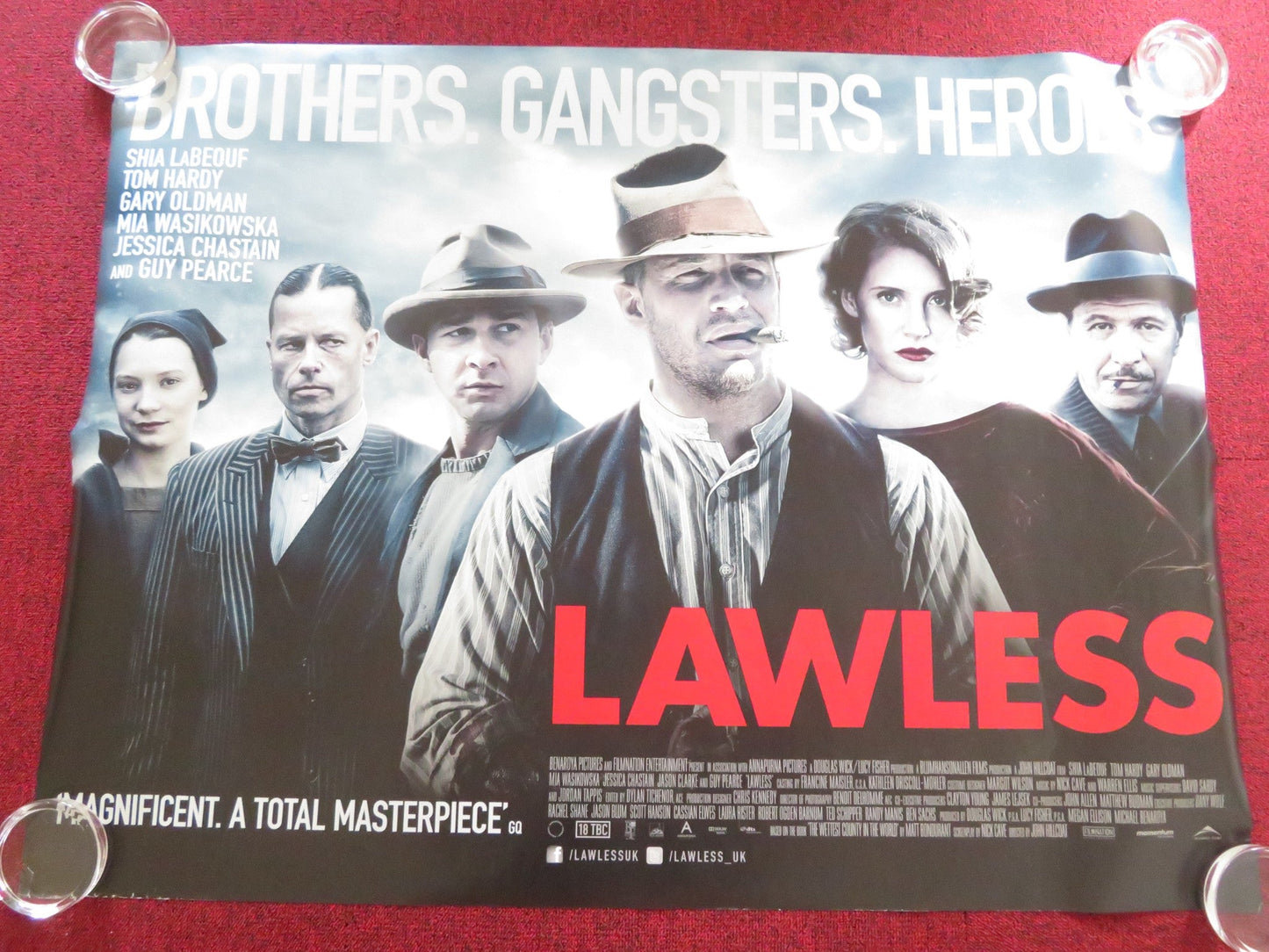 LAWLESS UK QUAD (30"x 40") ROLLED POSTER TOM HARDY SHIA LABEOUF 2012 Rendezvous Cinema Movie posters