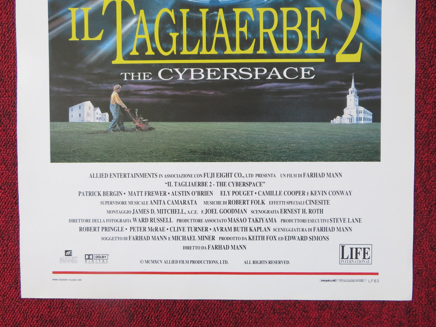 LAWNMOWER MAN 2: BEYOND CYBERSPACE ITALIAN LOCANDINA POSTER PATRICK BERGIN 1996 Rendezvous Cinema Movie posters