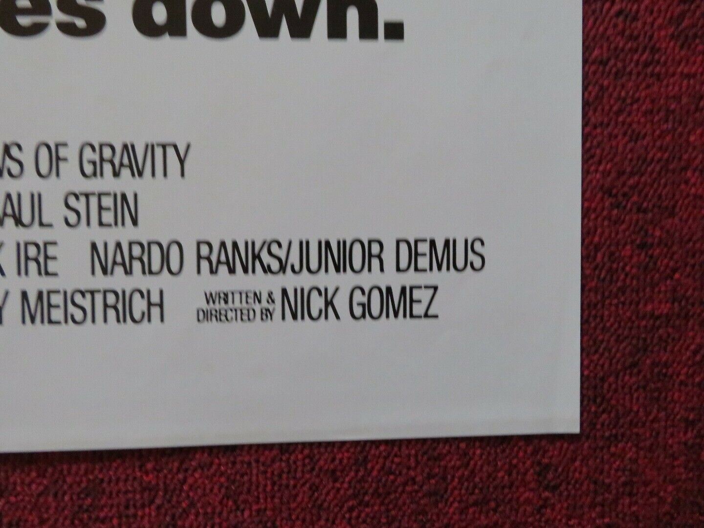 LAWS OF GRAVITY FOLDED US ONE SHEET POSTER PETER GREENE 1992 - Rendezvous Cinema