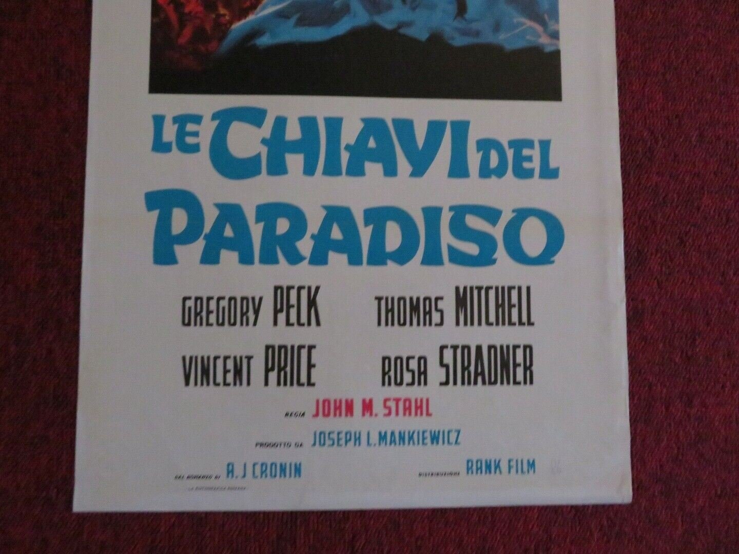 LE CHIAVI DEL PARADISO ITALIAN LOCANDINA (27.5"x13") POSTER GREGORY PECK 1944 Movie posters