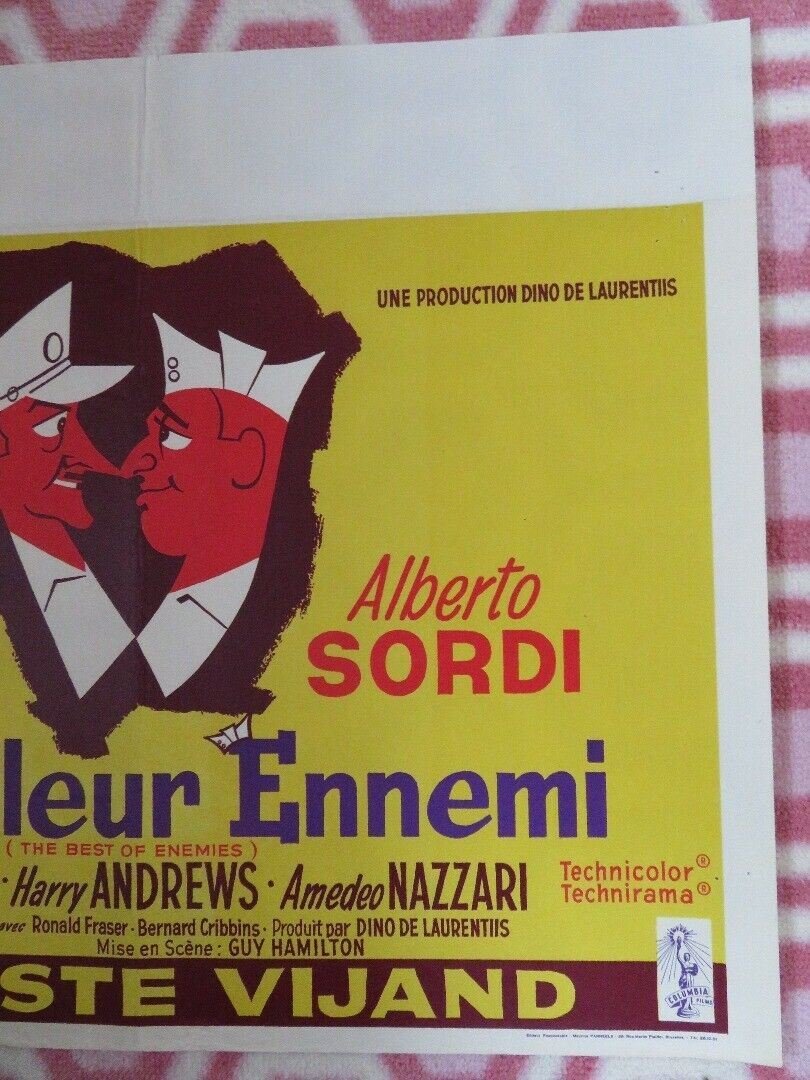 LE MEILLEUR ENNEMI/ THE BEST OF ENEMIES BELGIUM (15"x 18.5") POSTER 1961 Movie posters