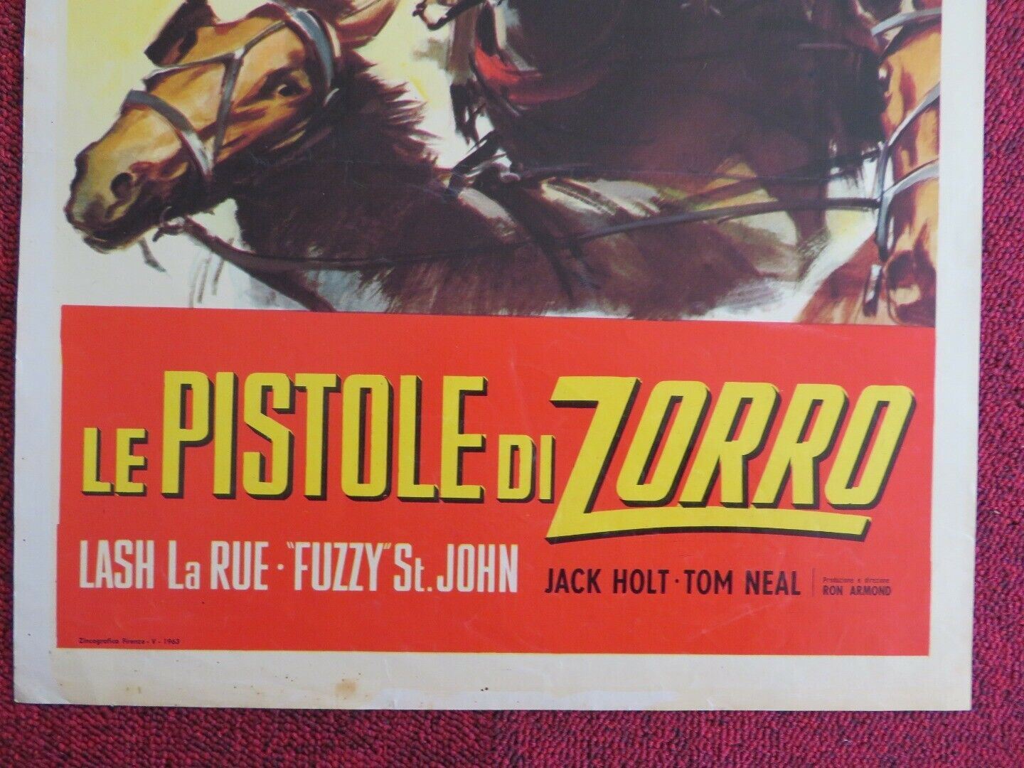 LE PISTOLE DI ZORRO/ King of the Bullwhip ITALIAN LOCANDINA (28"x13") POSTER '63 - Rendezvous Cinema