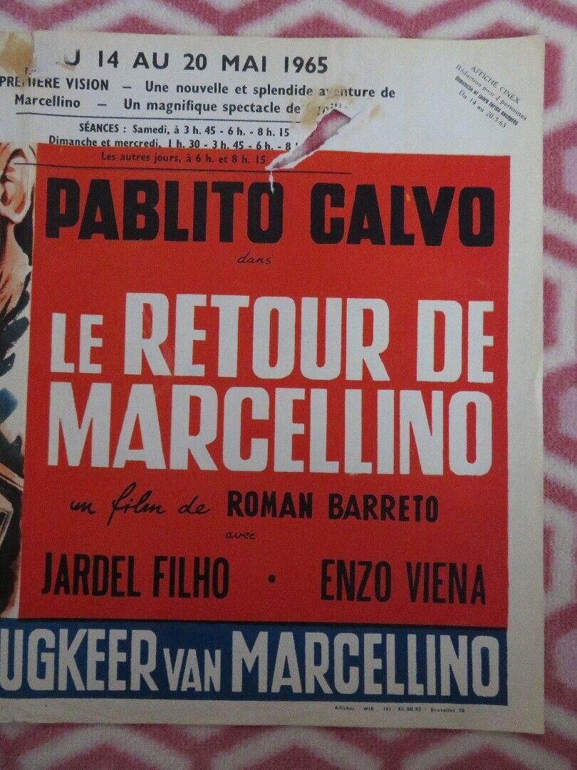 LE RETOUR DE MARCELLINO/ Barcos de papel BELGIUM (14.5"x 21.5") POSTER 1962 - Rendezvous Cinema