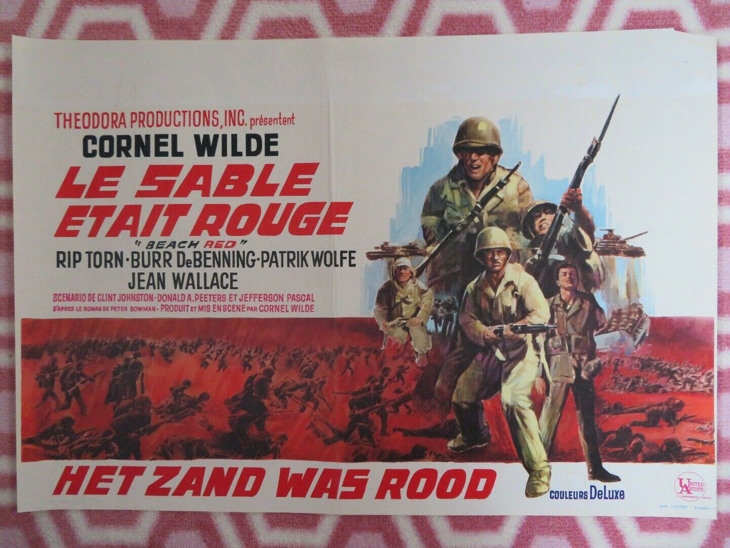 LE SABLE ETAIT ROUGE / BEACH RED BELGIUM (13.5"x 19") POSTER RIP TORN 1967 Movie posters
