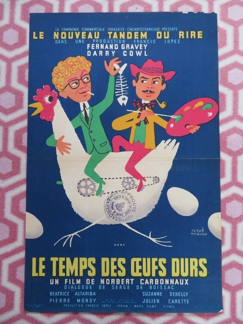 LE TEMPS DES OEUFS DURS FRENCH (23"x 15") POSTER FERNAND GRAVEY DARRY COWL 1958 Movie posters