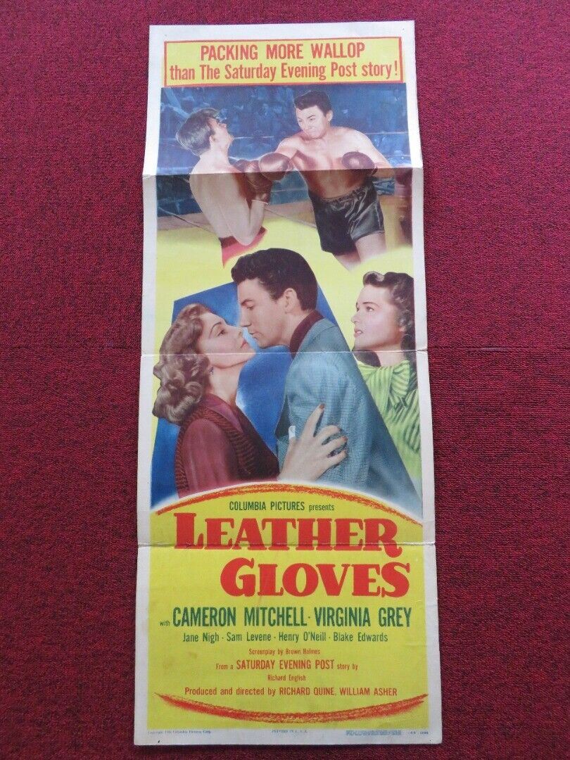 LEATHER GLOVES FOLDED US INSERT (14"x 36") POSTER CAMERON MITCHELL 1948 Movie posters