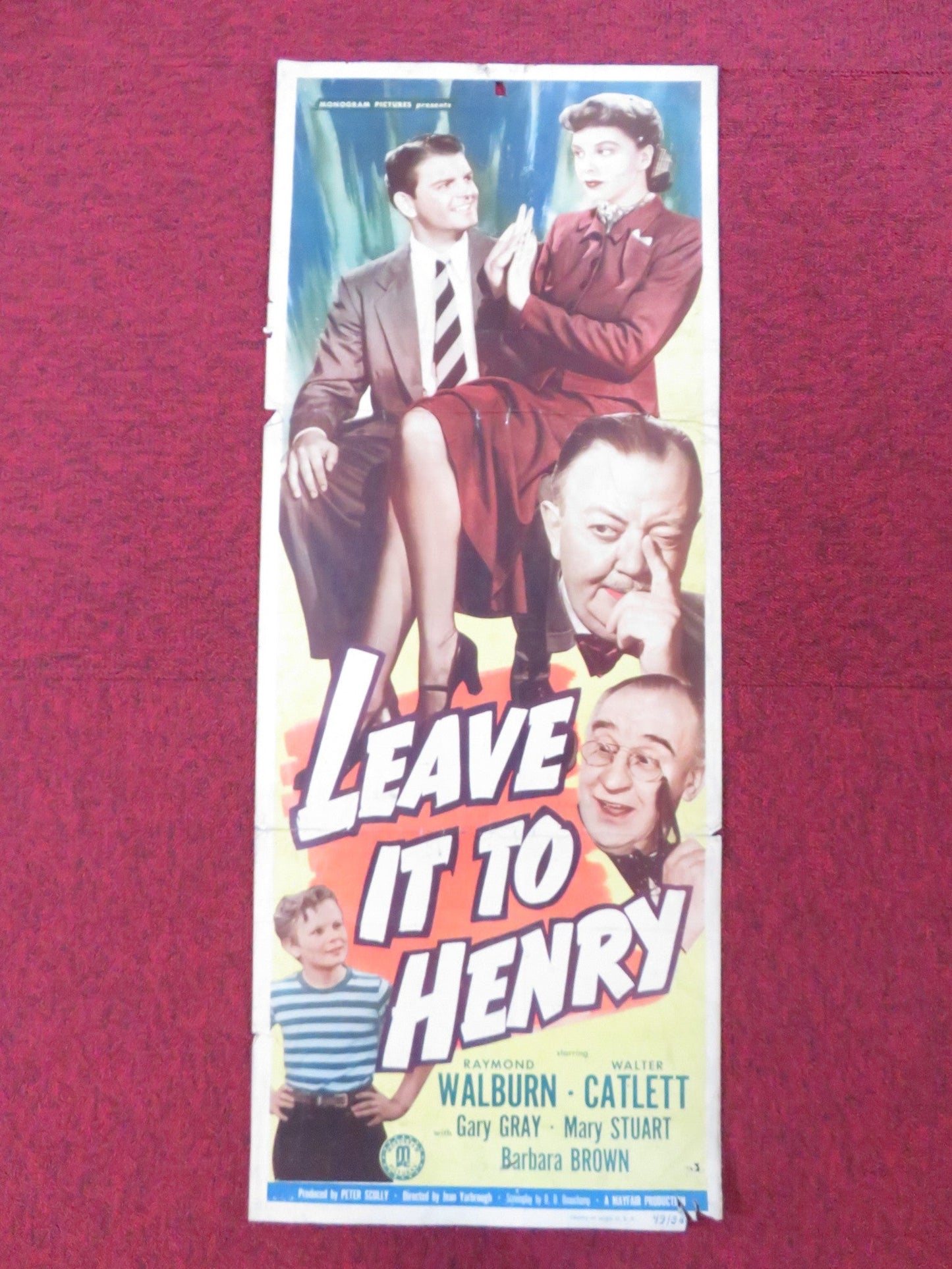 LEAVE IT TO HENRY US INSERT (14"x 36") POSTER RAYMOND WALBURN CATLETT 1949 Rendezvous Cinema Movie posters