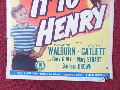 LEAVE IT TO HENRY US INSERT (14"x 36") POSTER RAYMOND WALBURN CATLETT 1949 Rendezvous Cinema Movie posters
