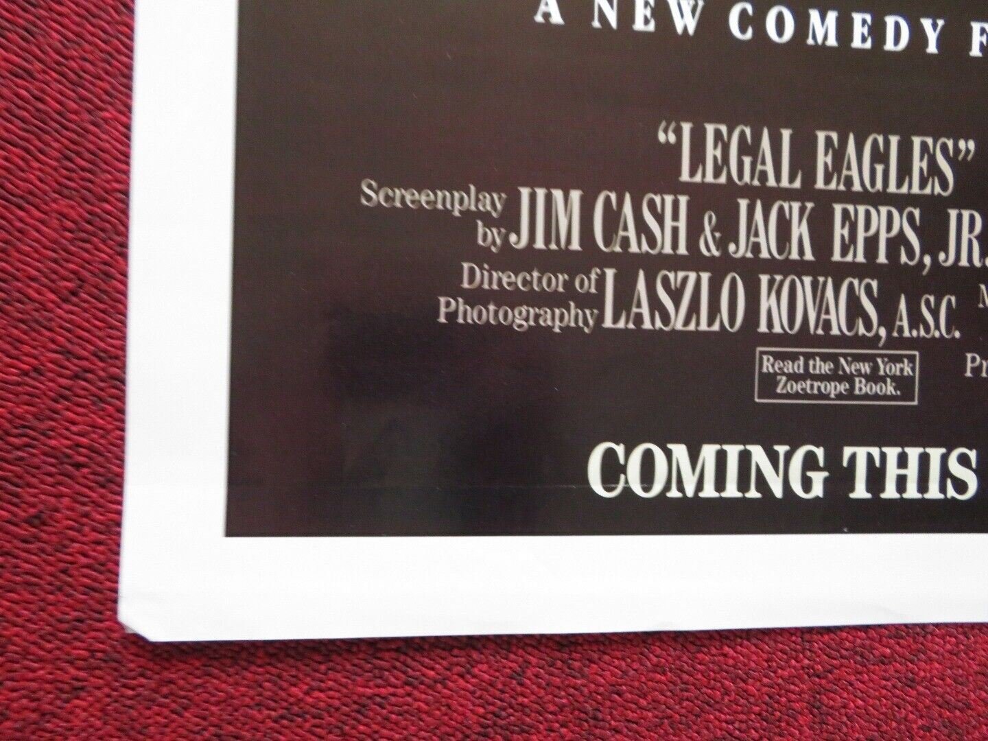 LEGAL EAGLES FOLDED US ONE SHEET POSTER ROBERT REDFORD DEBRA WINGER 1986 Movie posters