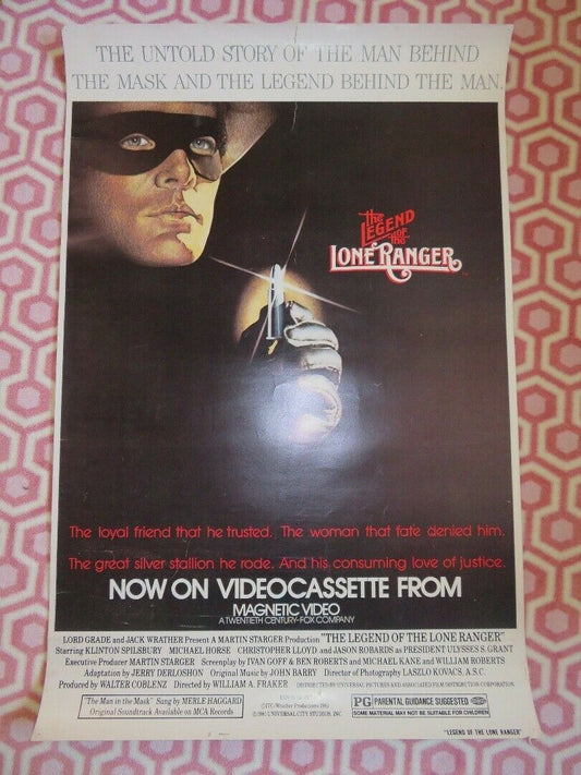 LEGEND OF THE LONE RANGER US ROLLED VHS POSTER ON CARD KLINTON SPILSBURY 1981 Movie posters