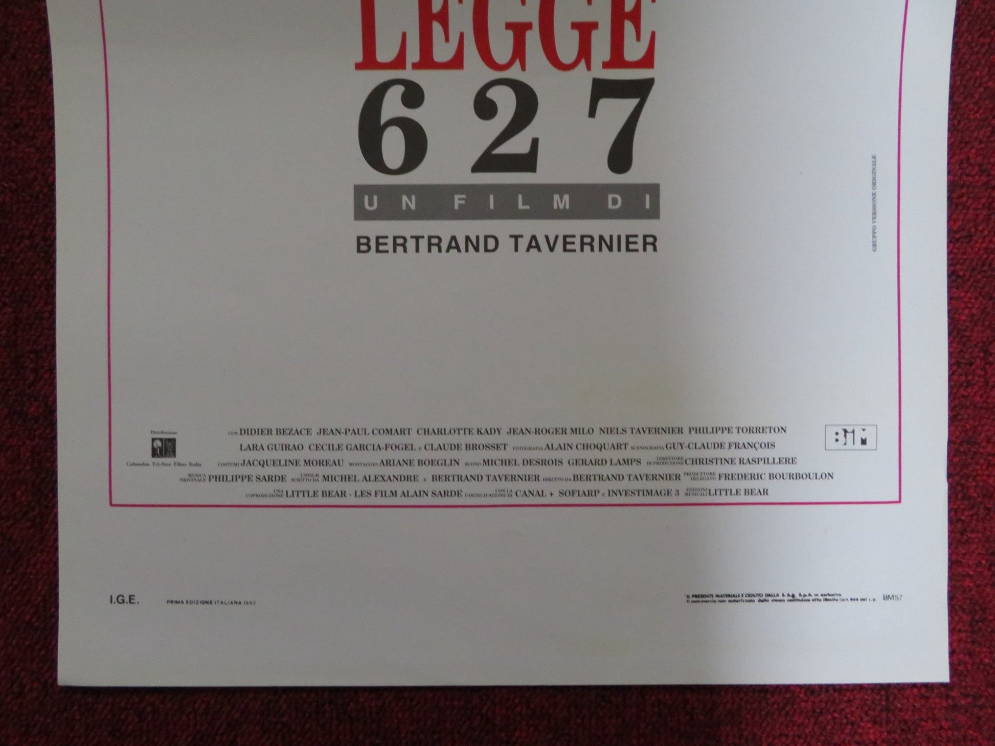 LEGGE 627 ITALIAN LOCANDINA POSTER DIDIER BEZACE JEAN - PAUL COMART 1992 Rendezvous Cinema Movie posters