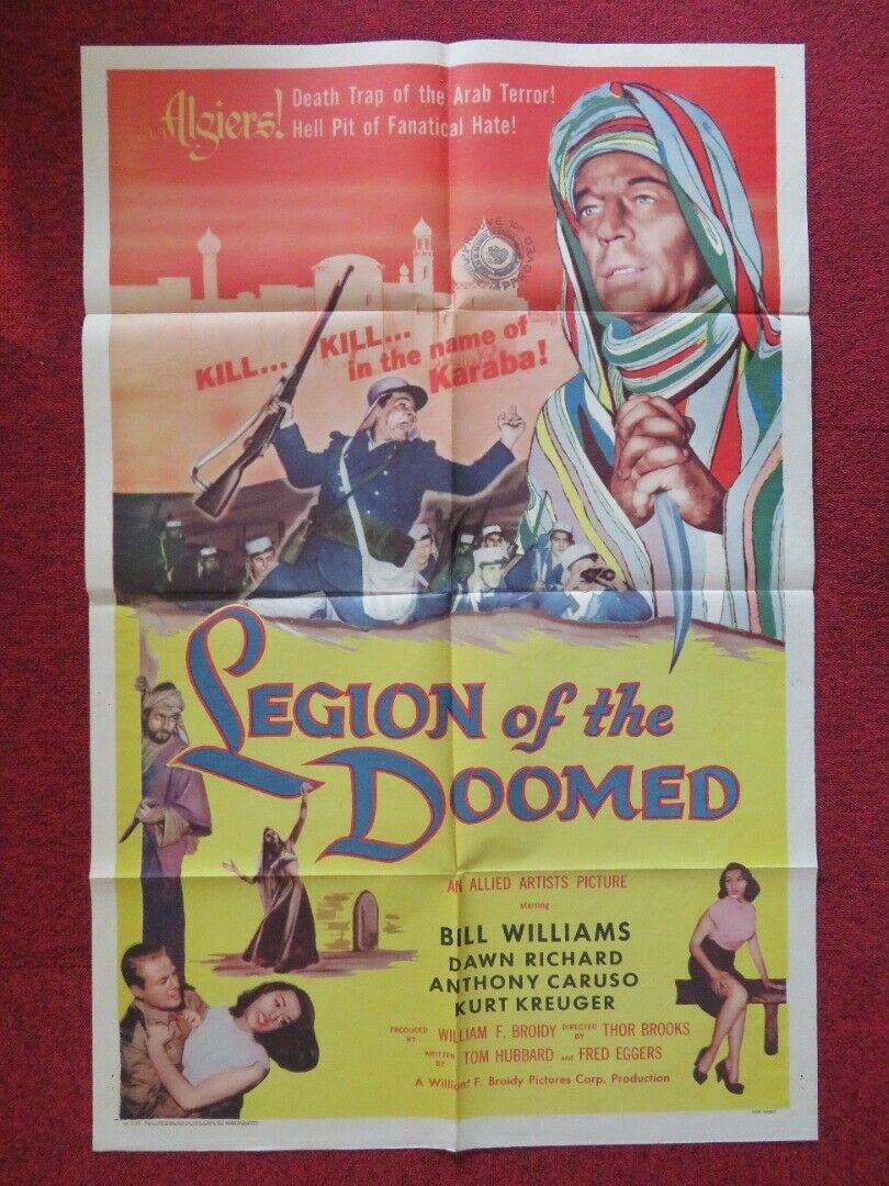LEGION OF THE DOOMED FOLDED US ONE SHEET POSTER BILL WILLIAMS DAWN RICHARD 1958 Movie posters
