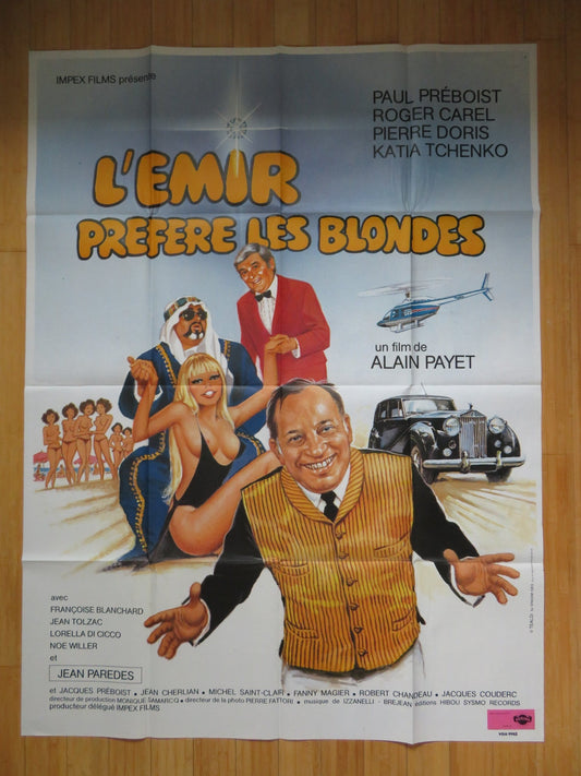 L'EMIR PREFERE LES BLONDES FRENCH GRANDE POSTER PAUL PREBOIST ROGER CAREL 1983 Rendezvous Cinema Movie posters