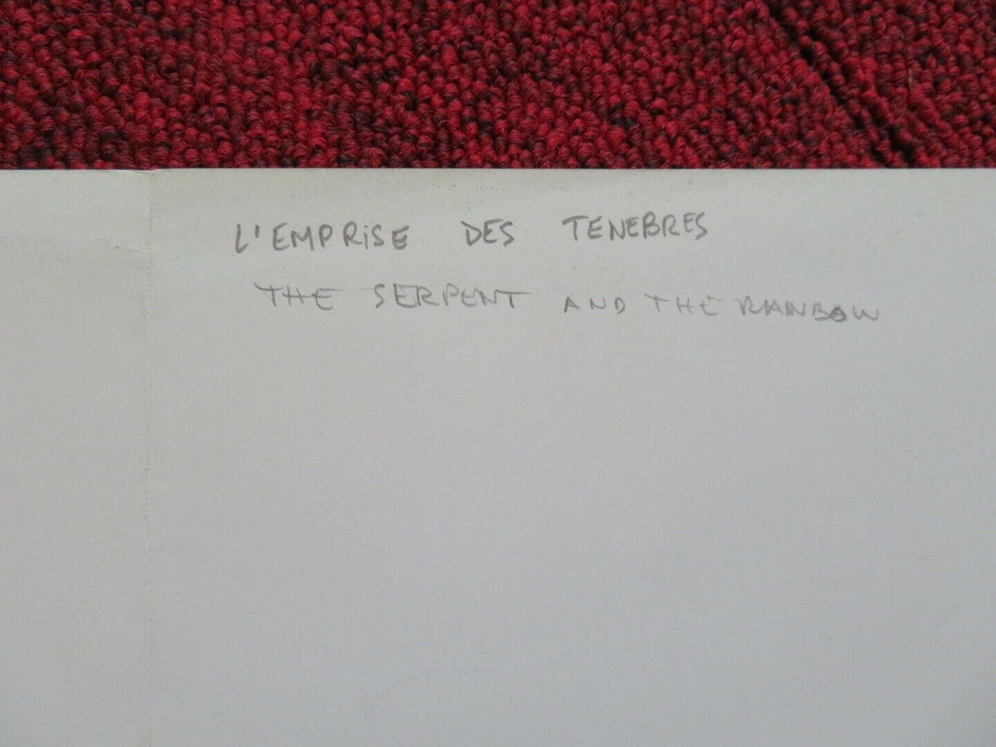 L'EMPRISE DES TENEBRES/THE SERPENT AND THE RAINBOW FRENCH (13.5"x 20.5") POSTER Movie posters