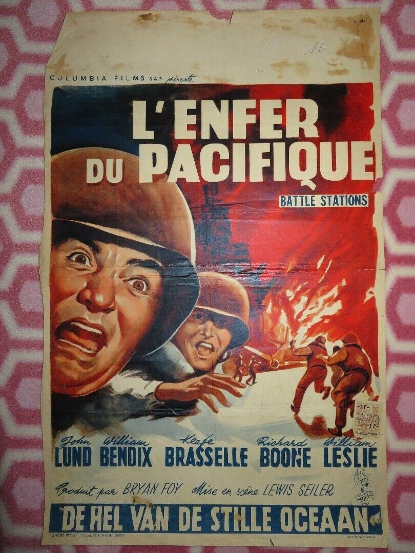 L'ENFER DU PACIFIQUE/ BATTLE STATIONS BELGIUM (21"x 14") POSTER JOHN LUND Movie posters