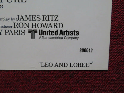 LEO AND LOREE FOLDED US ONE SHEET POSTER DONNY MOST LINDA PURL 1980 Movie posters