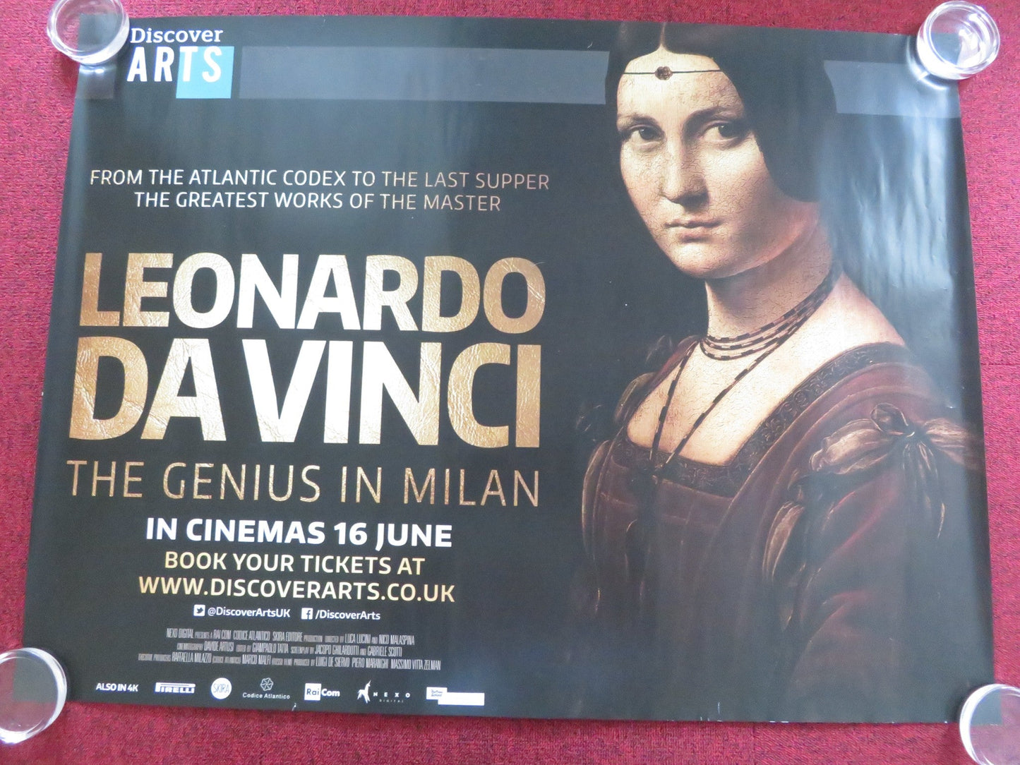 LEONARDO DA VINCI: THE GENIUS IN MILAN UK QUAD ROLLED POSTER VINCENZO AMATO 2016 Rendezvous Cinema Movie posters