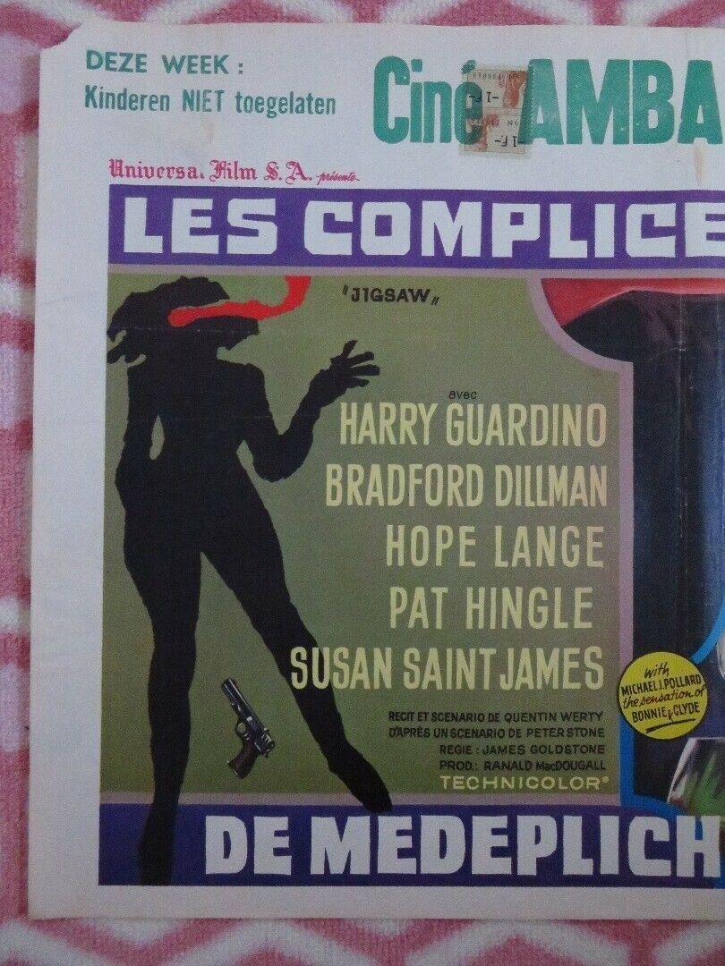 LES COMLICES/ JIGSAW BELGIUM (14"x 21") POSTER HARRY GUARDINO 1968 Movie posters