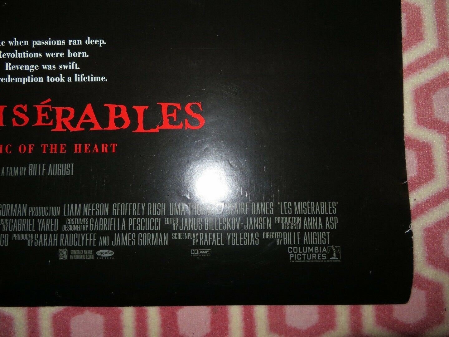 LES MISERABLES B US ONE SHEET ROLLED POSTER UMA THURMAN CLAIRE DANES Movie posters