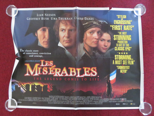LES MISERABLES UK QUAD ROLLED POSTER LIAM NEESON GEOFFREY RUSH 1998 Rendezvous Cinema Movie posters