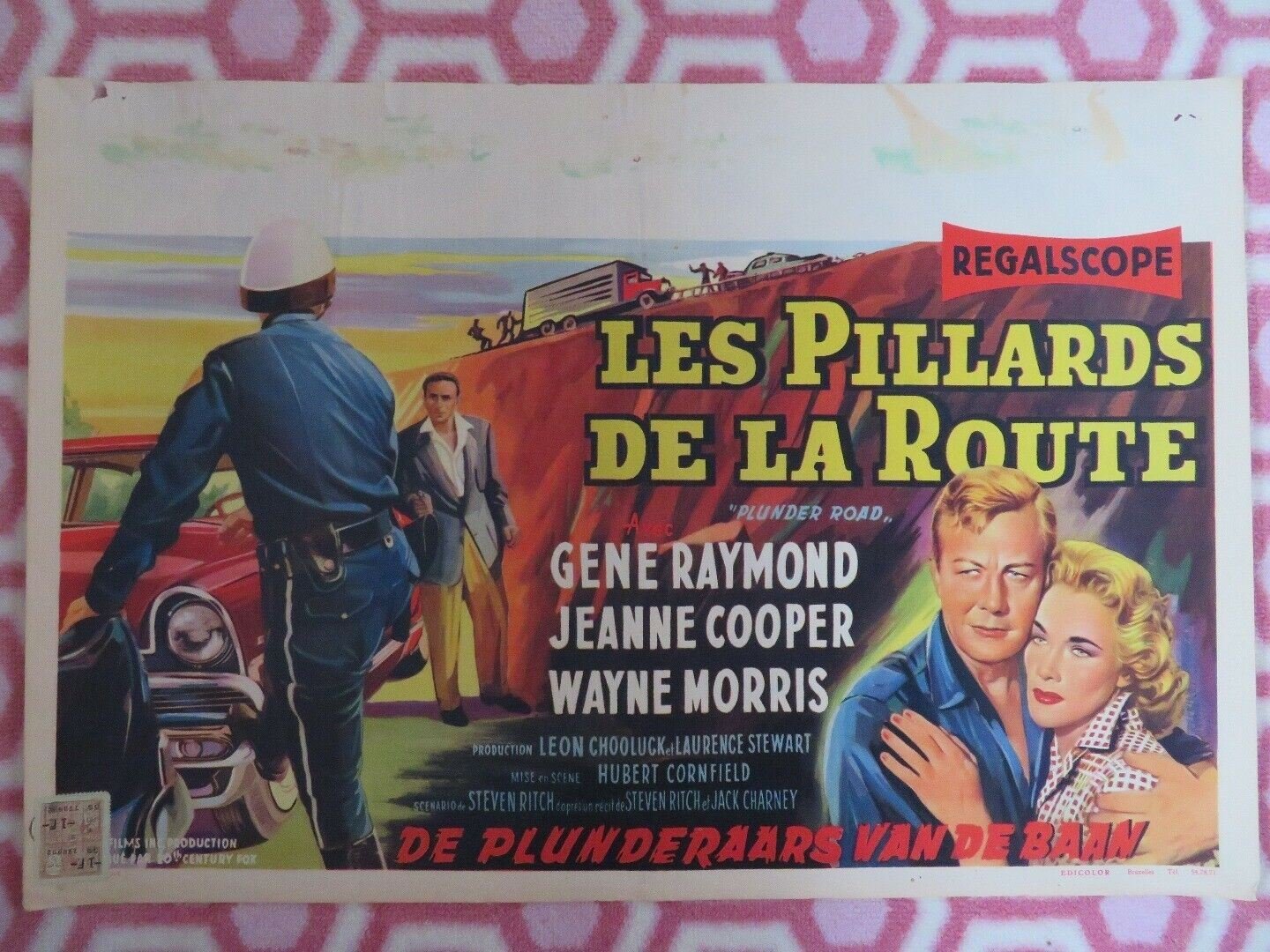 LES PILLARDS DE LA ROUTE / PLUNDER ROAD BELGIUM POSTER GENE RAYMOND 1957 Movie posters