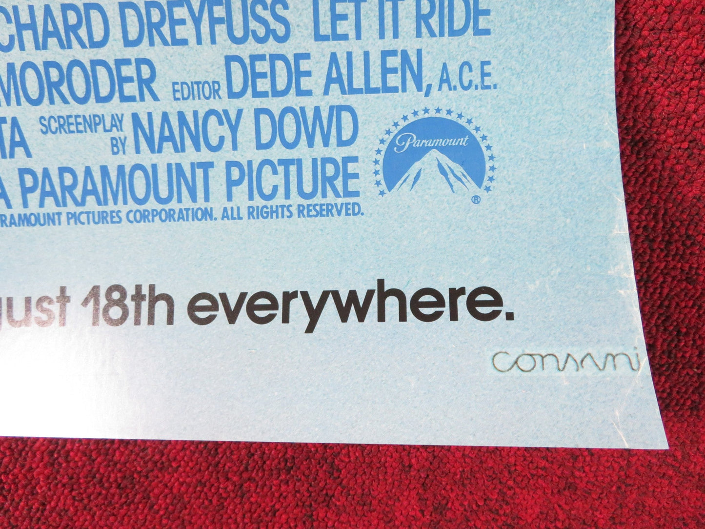 LET IT RIDE FOLDED US ONE SHEET POSTER RICHARD DREYFUSS DAVID JOHANSEN 1989 Rendezvous Cinema Movie posters