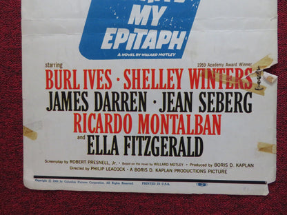 LET NO MAN WRITE MY EPITAPH US INSERT (14"x 36") POSTER BURL IVES S. WINTER 1960 Rendezvous Cinema Movie posters