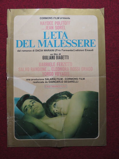 L'ETA EL MALESSERE ITALIAN FOGLIO POSTER HAYDEE POLITOFF JEAN SOREL 1968 Rendezvous Cinema Movie posters