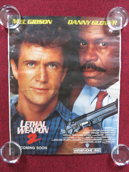 LETHAL WEAPON 2 VHS VIDEO POSTER ROLLED MEL GIBSON DANNY GLOVER 1989 Rendezvous Cinema Movie posters