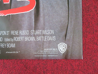 LETHAL WEAPON 3 - ADVANCE ONE SHEET FOLDED US ONE SHEET POSTER MEL GIBSON 1992 Rendezvous Cinema Movie posters