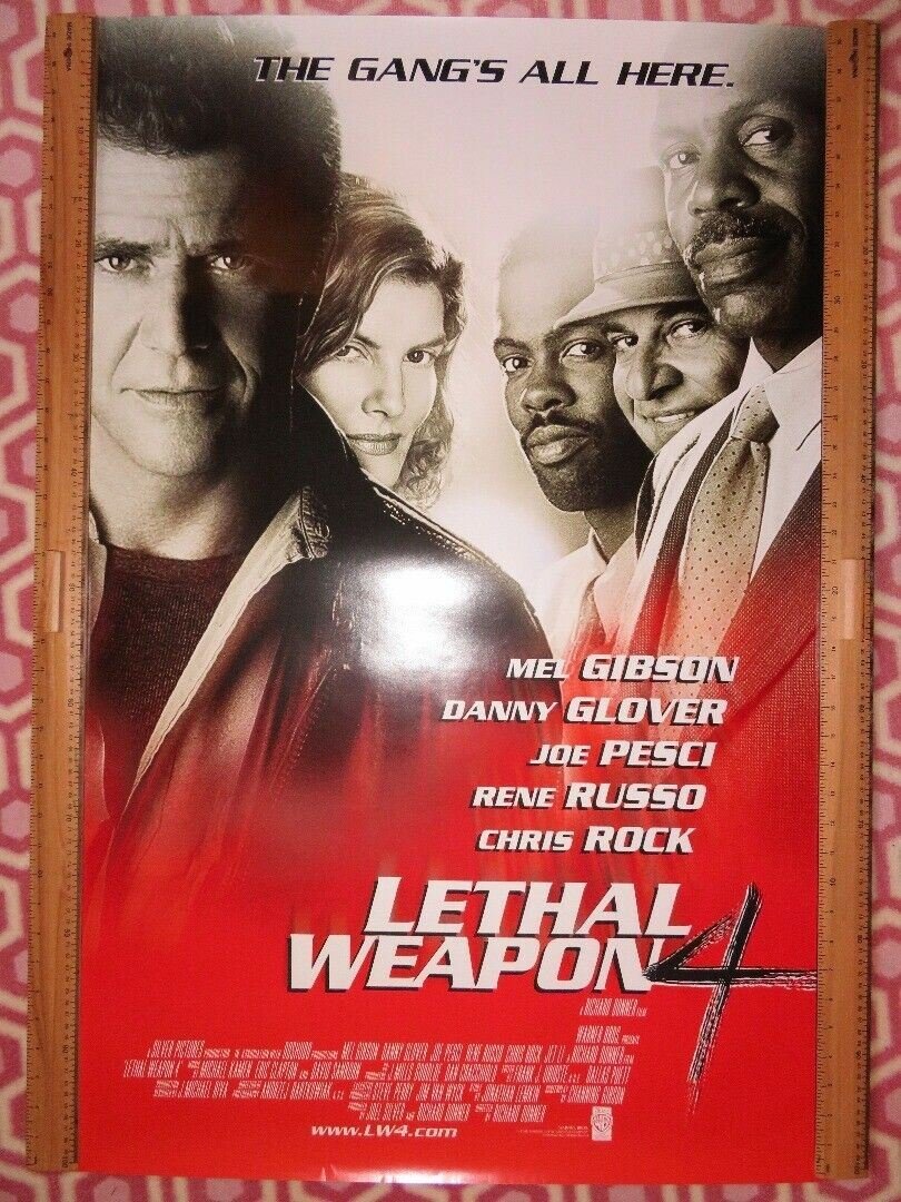 LETHAL WEAPON 4 US ONE SHEET ROLLED POSTER MEL GIBSON DANNY GLOVER Movie posters
