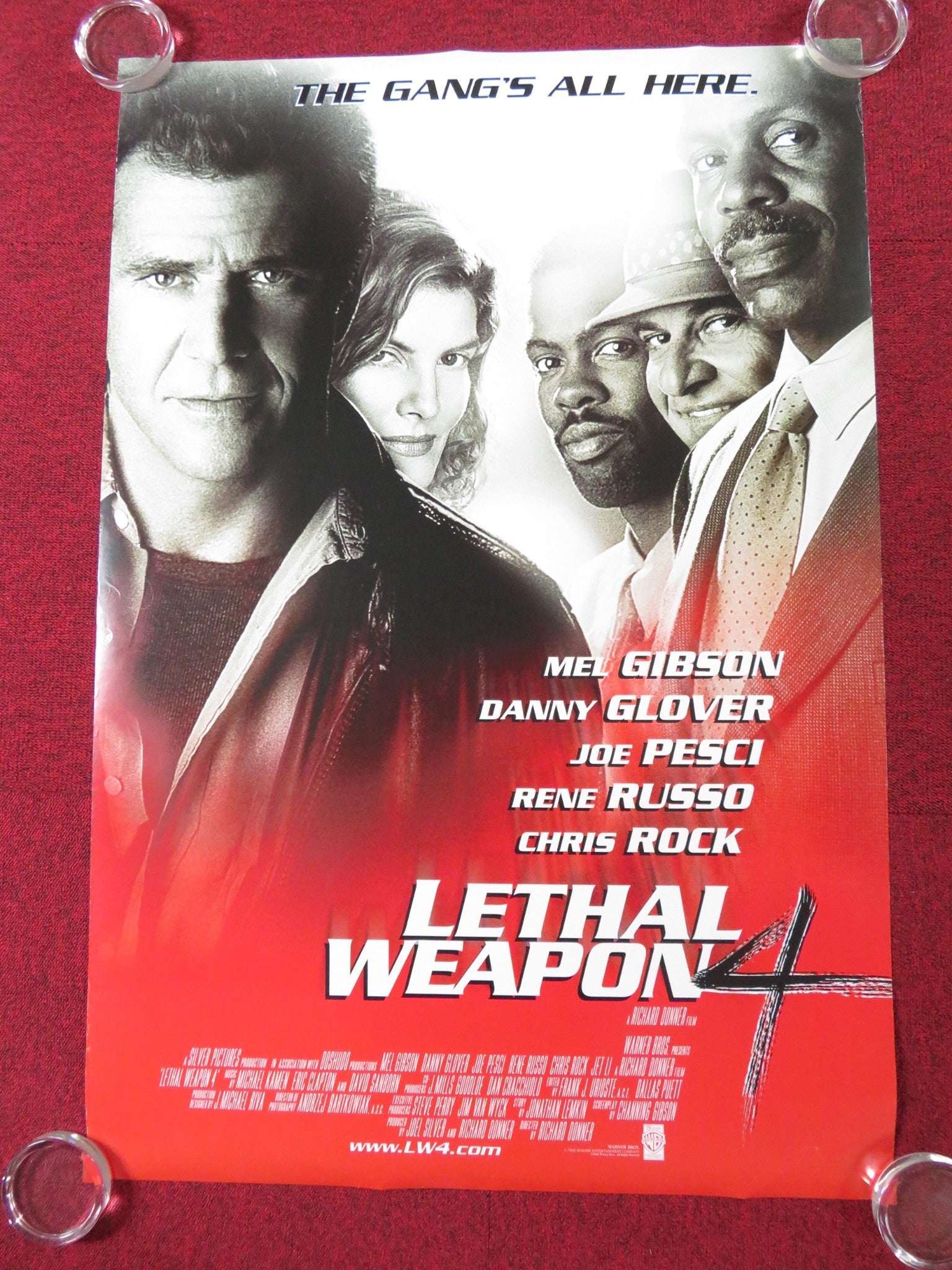 LETHAL WEAPON 4 US ONE SHEET ROLLED POSTER MEL GIBSON DANNY GLOVER JET LI 1998 Rendezvous Cinema Movie posters