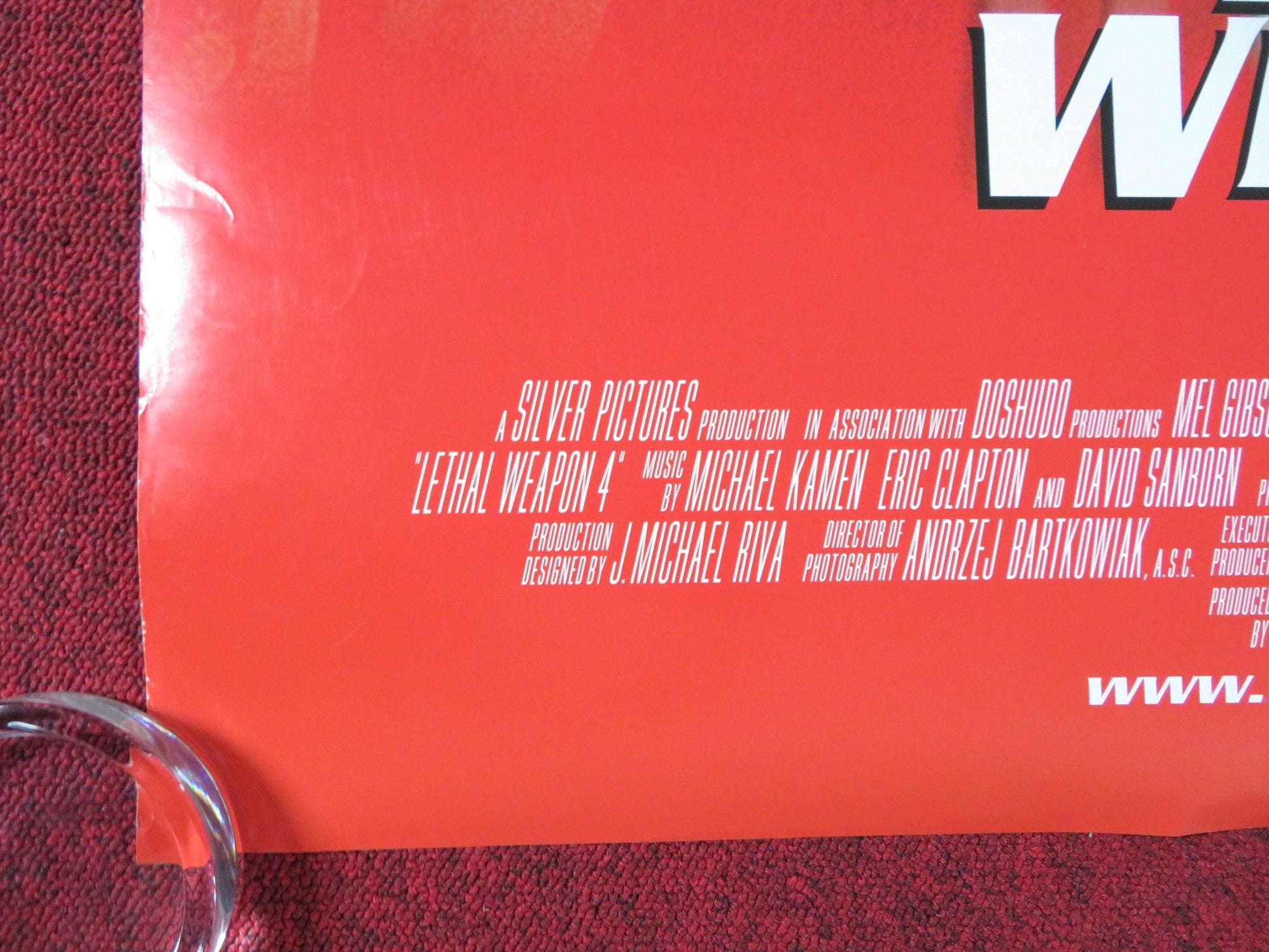 LETHAL WEAPON 4 US ONE SHEET ROLLED POSTER MEL GIBSON DANNY GLOVER JET LI 1998 Rendezvous Cinema Movie posters