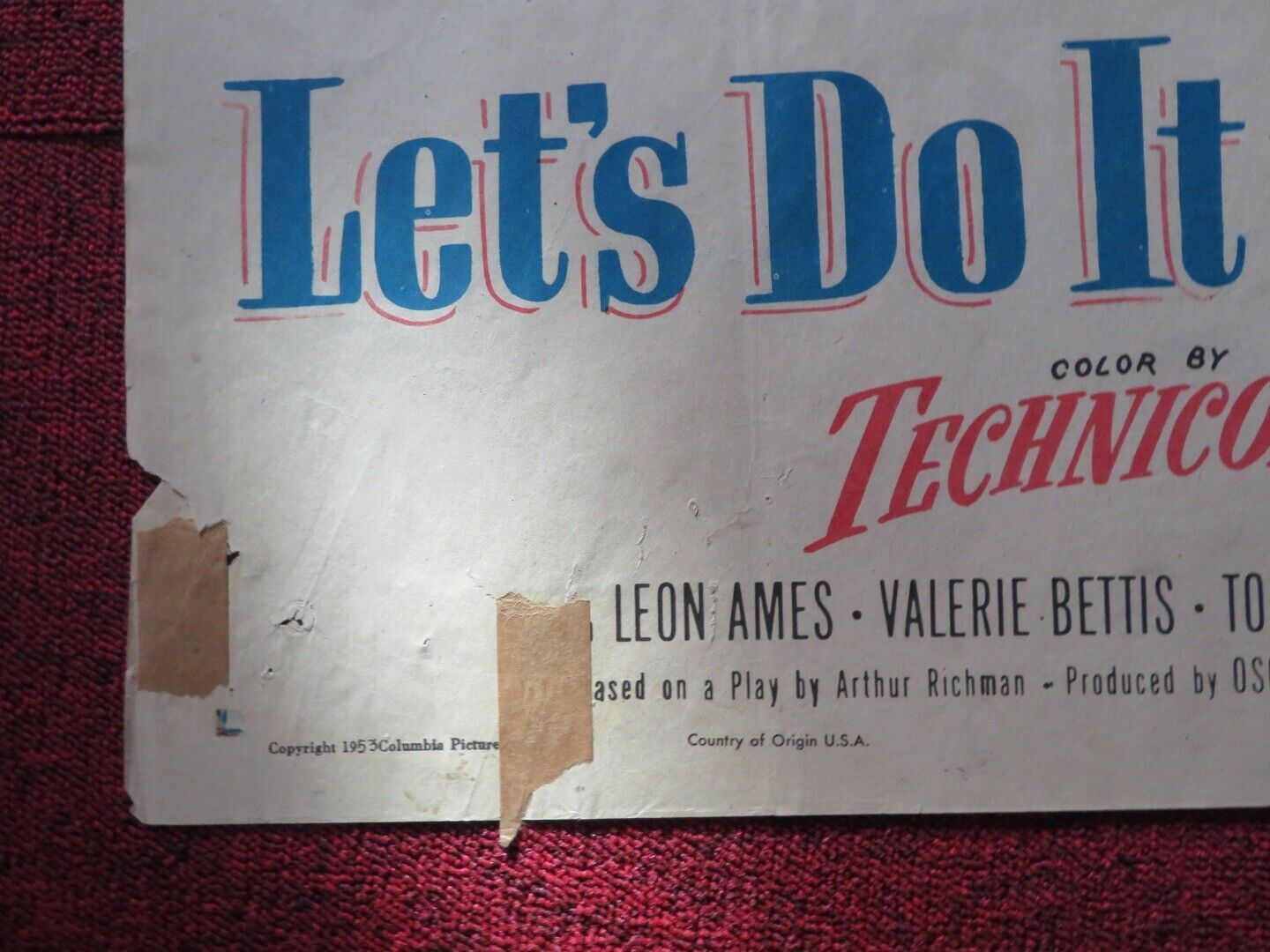 LETS DO IT AGAIN FOLDED US ONE SHEET POSTER JANE WYMAN RAY MILLAND 1953 Movie posters