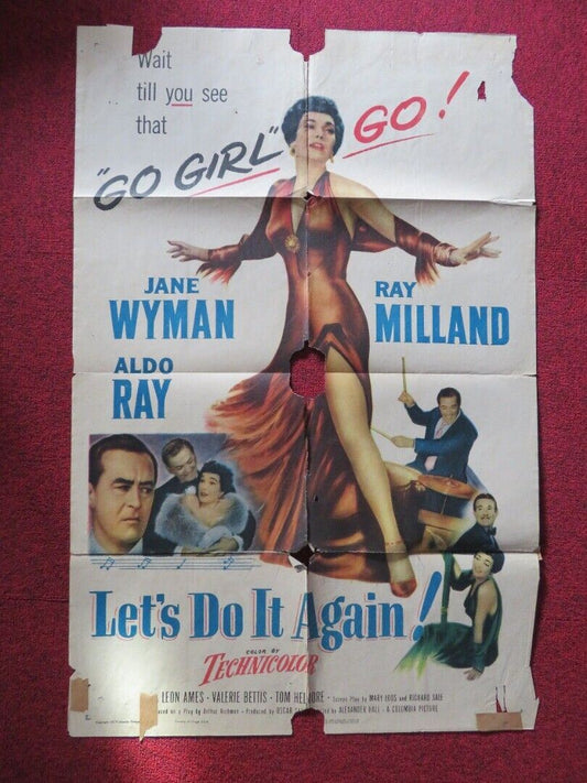 LETS DO IT AGAIN FOLDED US ONE SHEET POSTER JANE WYMAN RAY MILLAND 1953 Movie posters